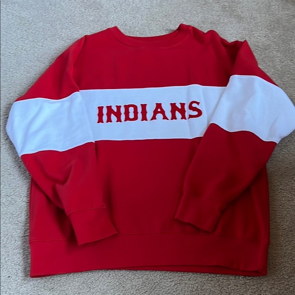 Red and White Men's Sweatshirt INDIANS - Picture 1 of 3